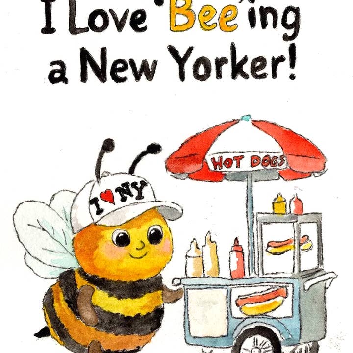 Johnnerdraws - Wholesale Everyday Greeting Card - I love BEEing a New Yorker! Handmade Greeting Card1
