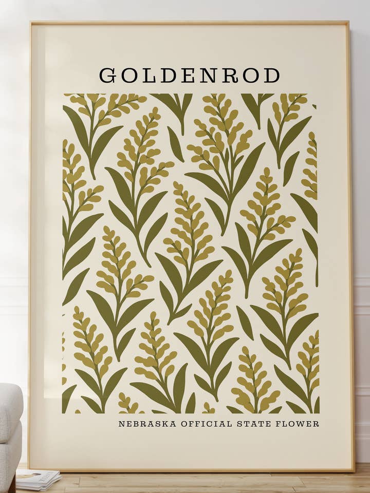 Nebraska State Flower Art Print – Goldenrod for wholesale by The FlatFile Society