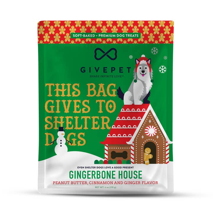 GivePet - Wholesale Pet Treats - Dog - GivePet Gingerbone House Holiday Dog Treats0