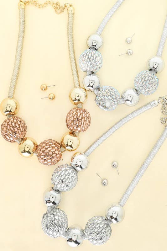 anbfashion – wholesale Smycken – STRASS DISCO BOLL MED PÄRLBAND MED TUBHALSBAND NEY123144