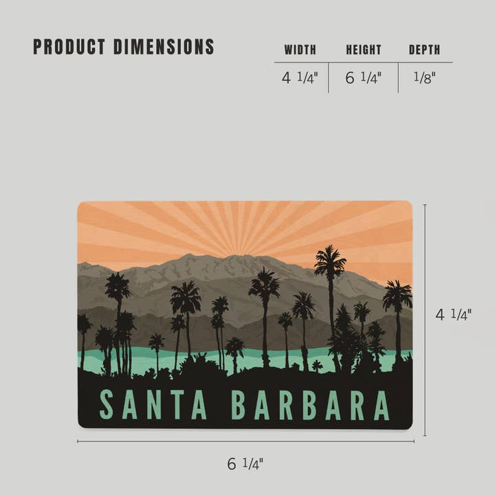 Lantern Press - Vente Cartes postales - CARTE POSTALE EN BOIS Santa Barbara, Californie, Palmiers4