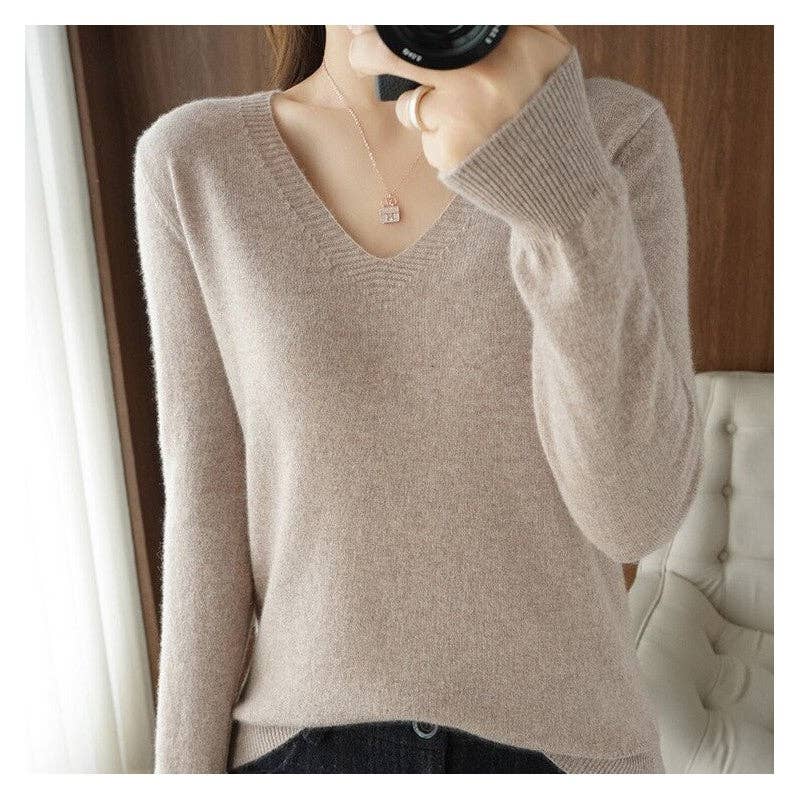 FurDecoration - Vendita all'ingrosso Maglione tricot - Donna - Maglione in cashmere Loose Fit Plus Size tinta unita4