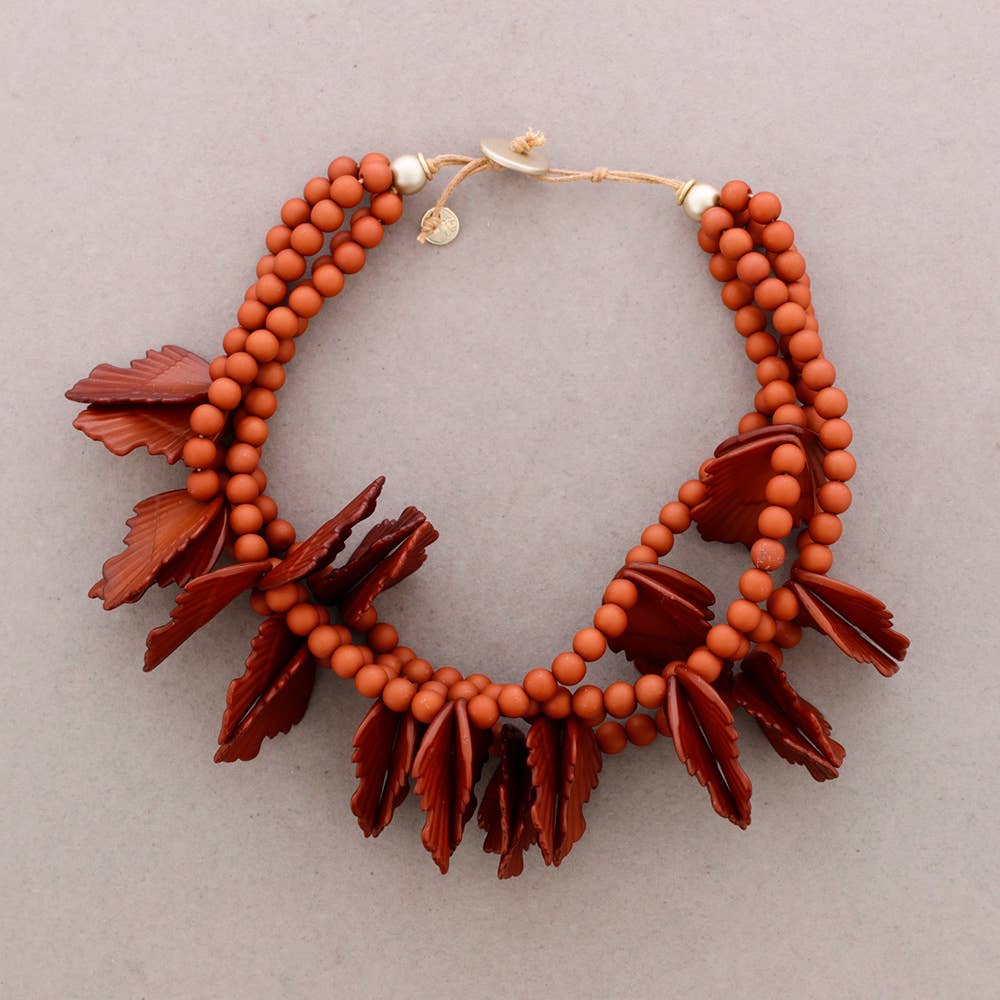 Sonata - Wholesale Snap Jewelry - Choker 4 Beads Resin Leaves4