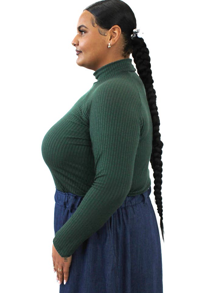 Barry Mock Neck Top - Forest Green for wholesale by Alice Alexander