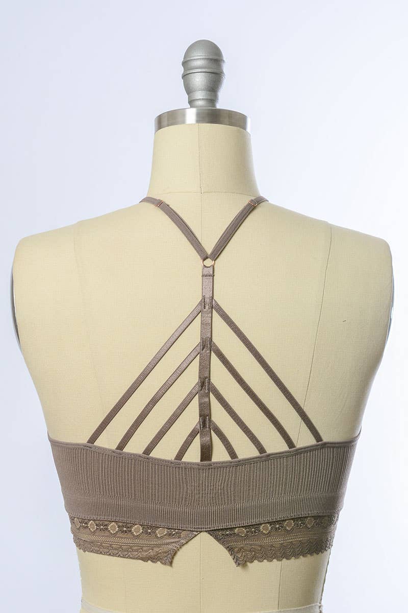 Leto Accessories - Wholesale Bralette - Women's - High Neck Crochet Lace Trim Bralette 😇5