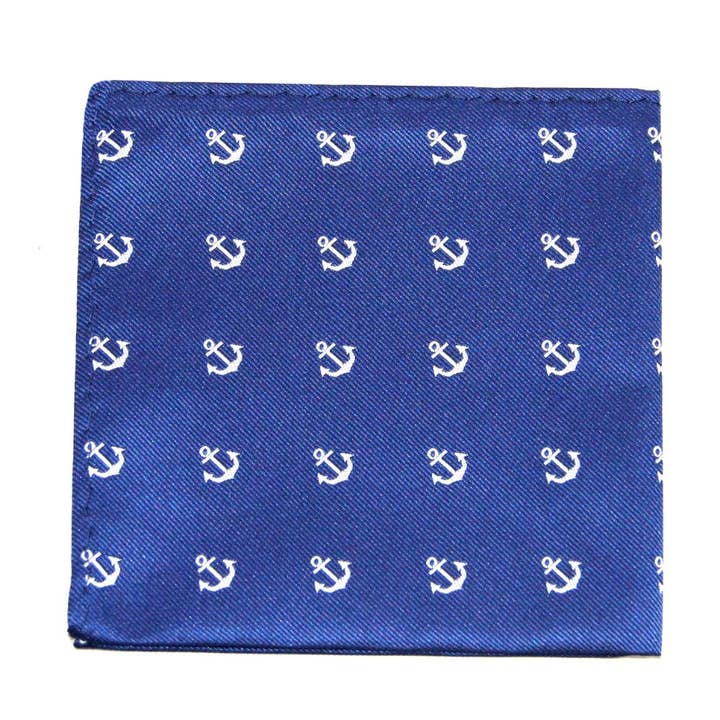 AusCufflinks - Wholesale Pocket square – Men’s - Navy White Anchor Pocket Square1