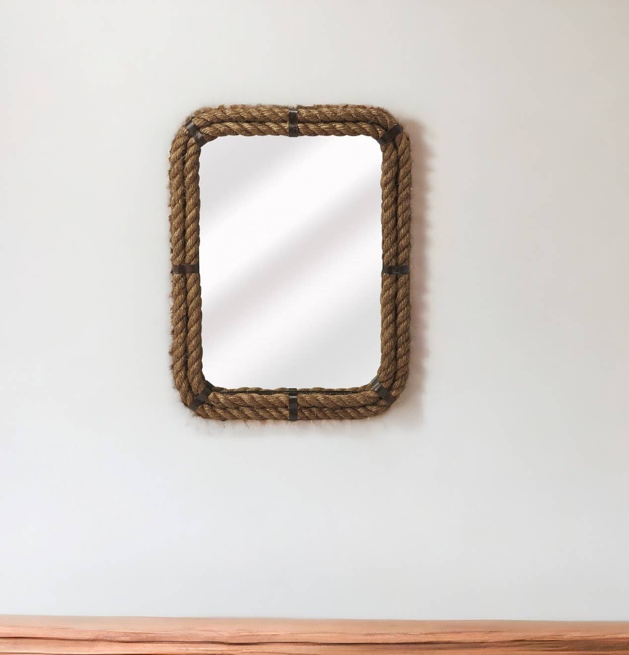 HomeRoots - Wholesale Wall Mirror - 25" Light Brown Rope Framed Accent Mirror0