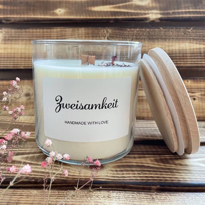 Candela profumata #Intimità - Champagne e Rosa 400g per la vendita all'ingrosso da parte di seifenwaren.de