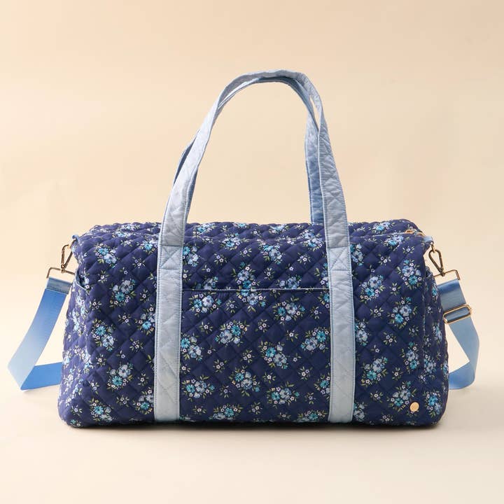 On-the-Go Quilted Weekender Bag-Endless Daydream Navy for wholesale by The Darling Effect