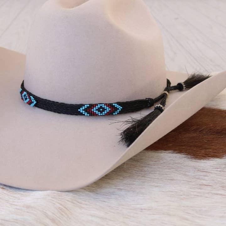 Horsehair Beaded Hat Band - Blue Roan for wholesale by Willow Lane Hat Co.