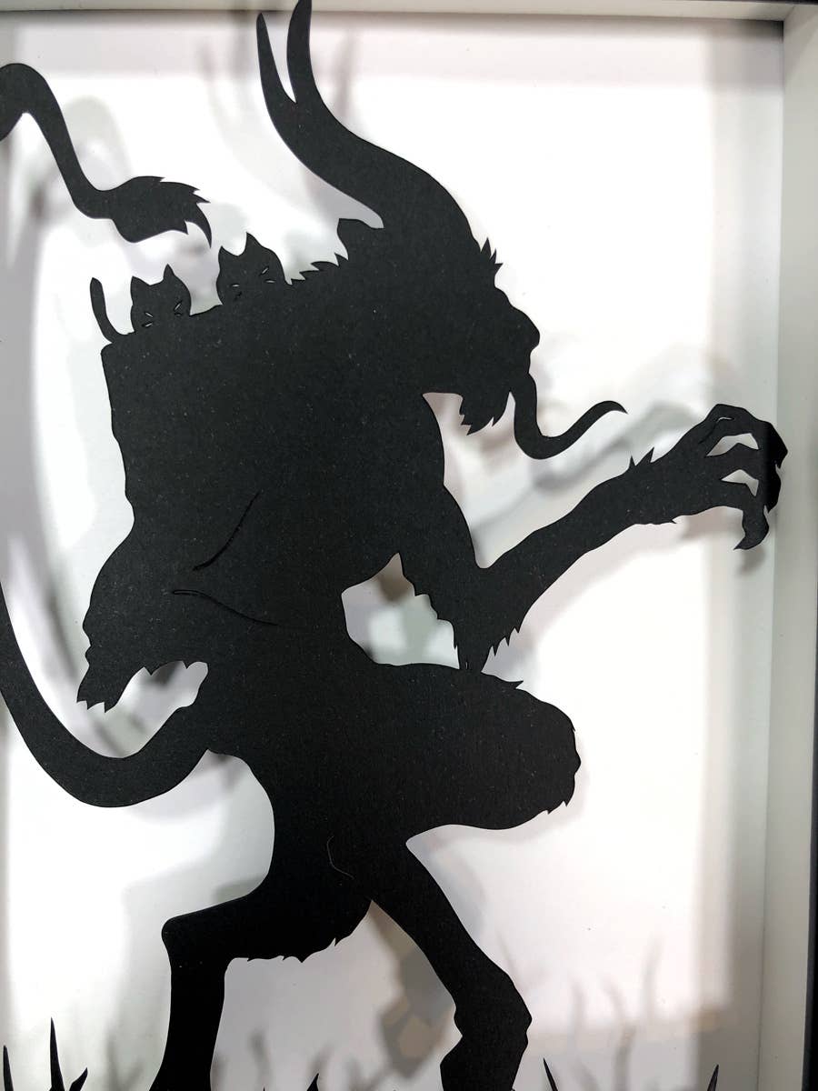 Squirrel Tacos Papercuts - Wholesale Art Print - Framed Hand Cut Paper Art 5x7 - Krampus1