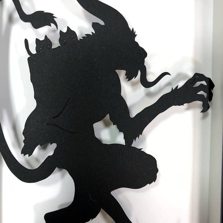 Squirrel Tacos Papercuts - Wholesale Art Print - Framed Hand Cut Paper Art 5x7 - Krampus1