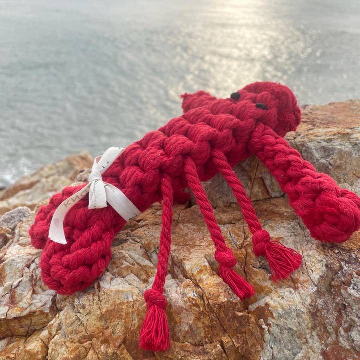 Rose los juguetes de cuerda para mascotas de langosta para venta al por mayor de Monli Handcrafted Pet Toys