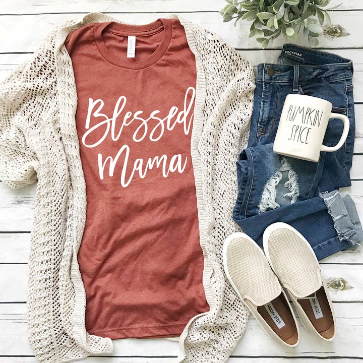 Zoe Creative Co - Wholesale Screen Printed T-Shirt - Women's - Blessed Mama Shirt Mom Life T-Shirt Mother's Day Mommy Tee8