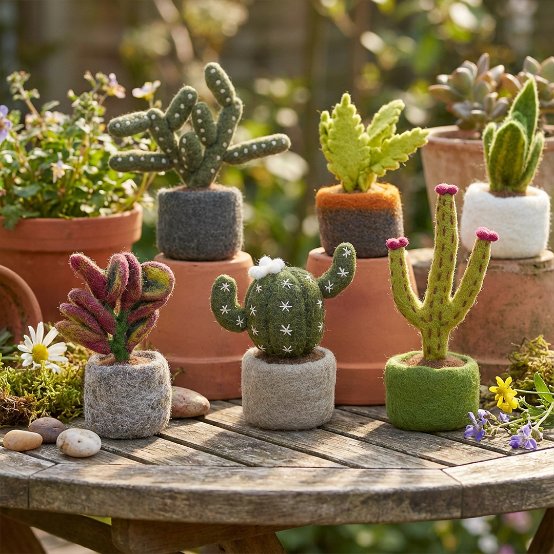 Felt So Good – wholesale Decorative tabletop object – Handmade Felt Biodegradable Fake Miniature Plant Decoration18