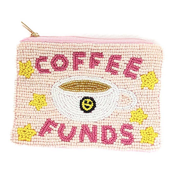 Ladies Coffee Themed Beaded Coin Purse for wholesale by Nima Accessories Inc