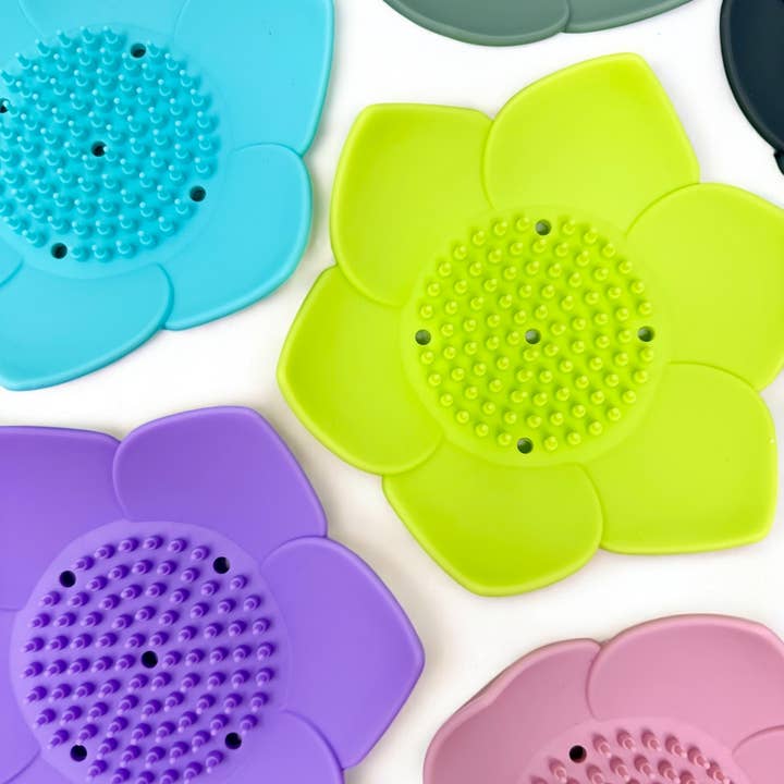 Relax Away Essentials - Wholesale Bath Soap Dish - Shower Steamer Tray - Lotus Shape - Flexible Silicone