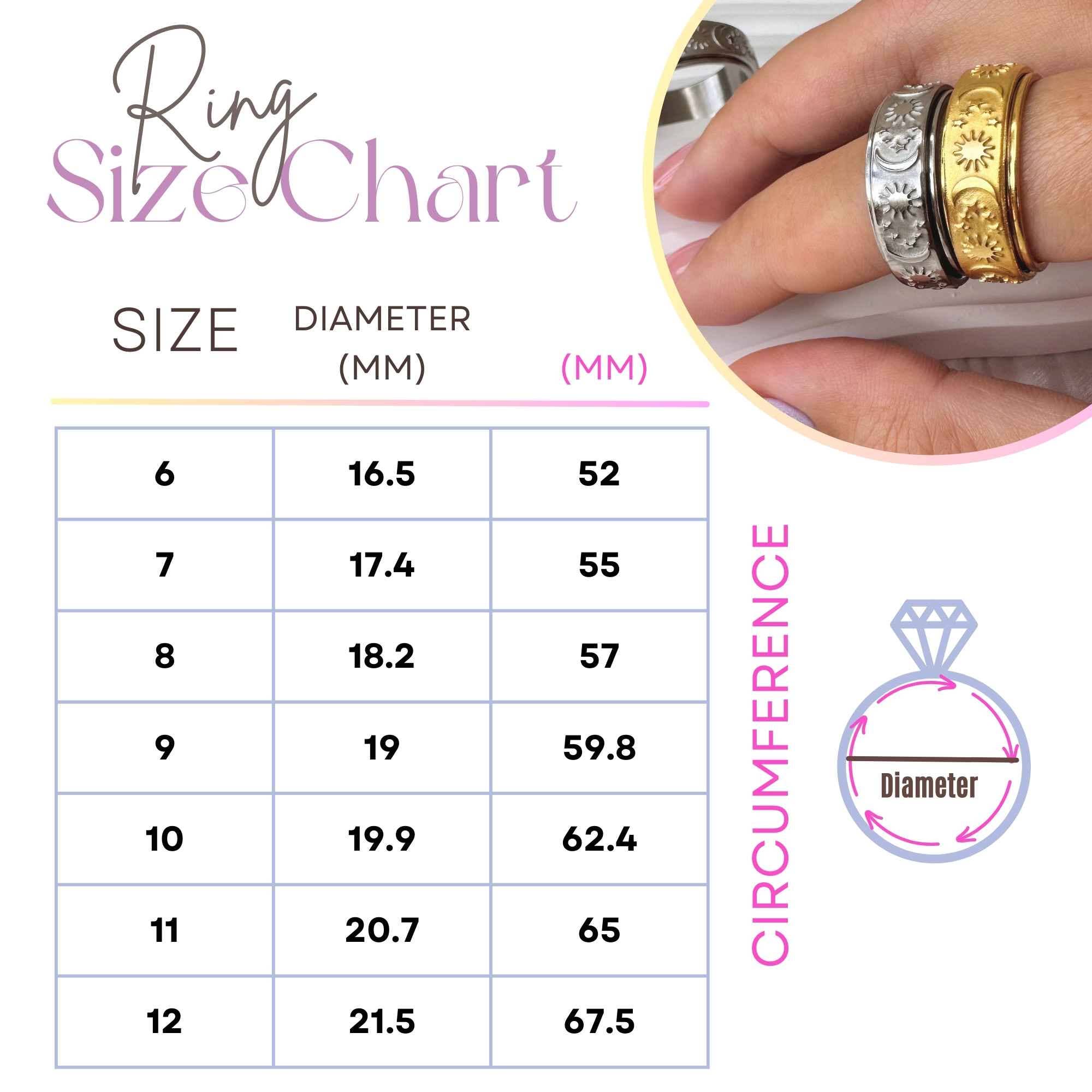 LilAryenne | Jewelry & Suncatchers - Wholesale Band/Stacked Ring - Celestial Fidget Ring - Spinner Stainless Steel Gift4
