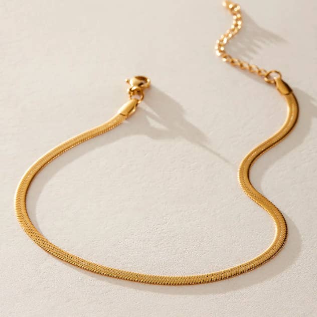 Brenda Grands Jewelry - Wholesale Anklet - Waterproof Gold Herringbone Anklet1