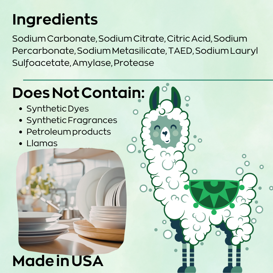 Green Llama - Wholesale Dishwasher Soap - Unscented Dishwasher Powder/Detergent Bulk 25Ib Box 756loads6