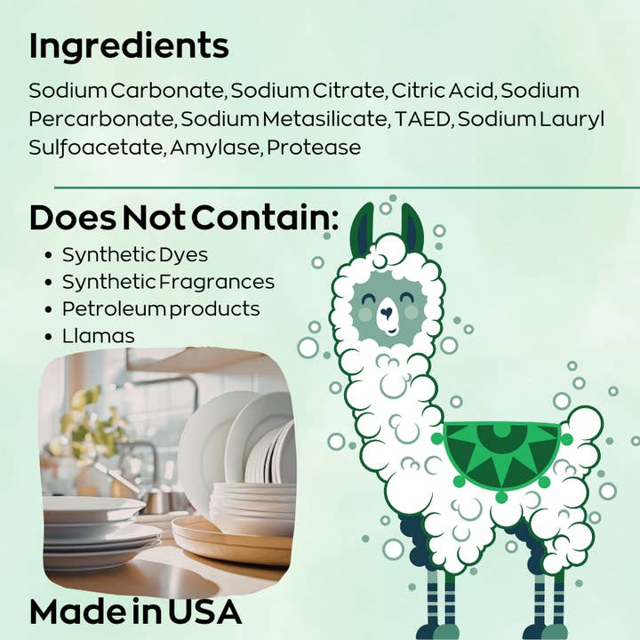 Green Llama - Wholesale Dishwasher Soap - Unscented Dishwasher Powder/Detergent Bulk 25Ib Box 756loads6