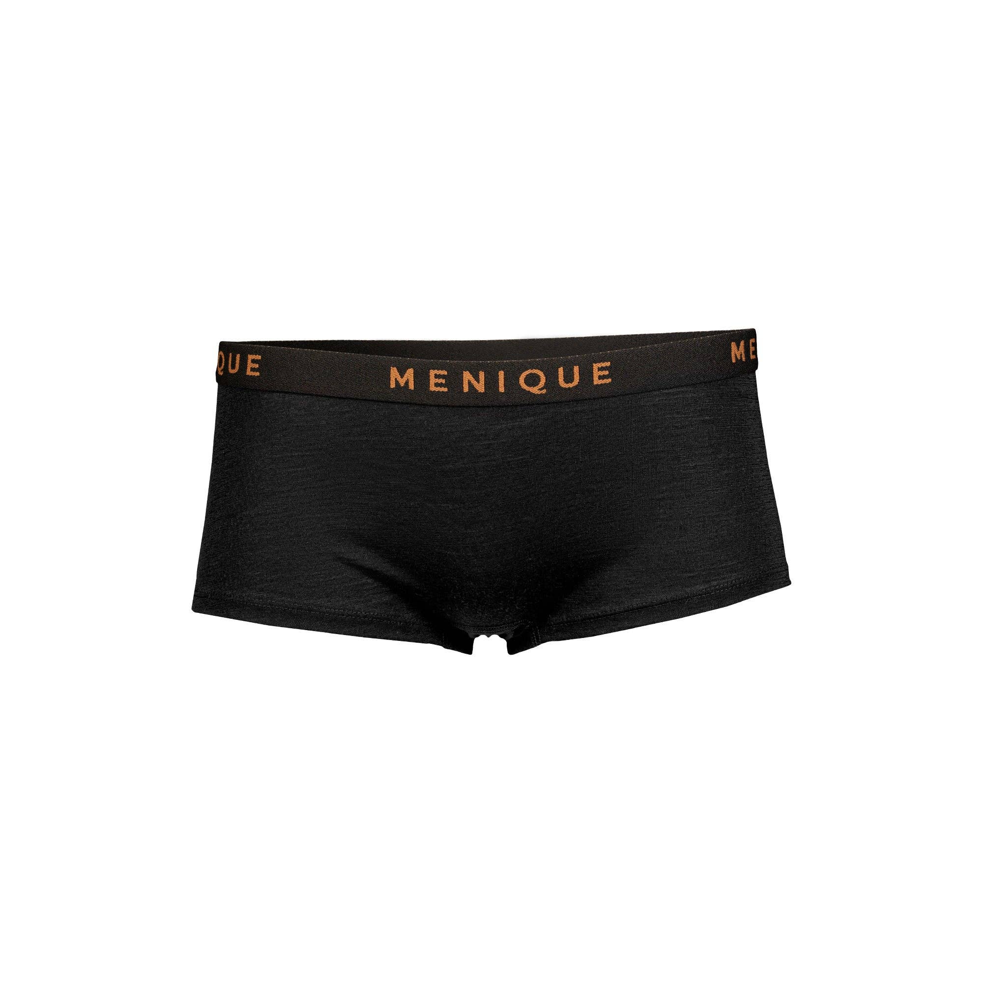 menique – Roupa interior - Mulher por atacado – Calções Boxer Pretas de Lã Merino com Cobertura Total para Mulher0