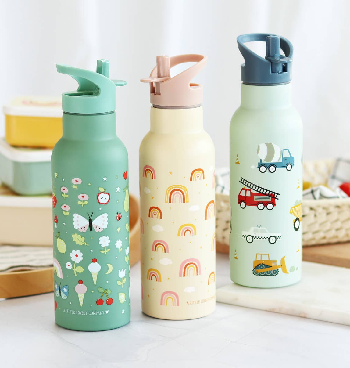 A Little Lovely Company - Wholesale Water Bottle - XL stainless steel drink/water bottle: Joy6