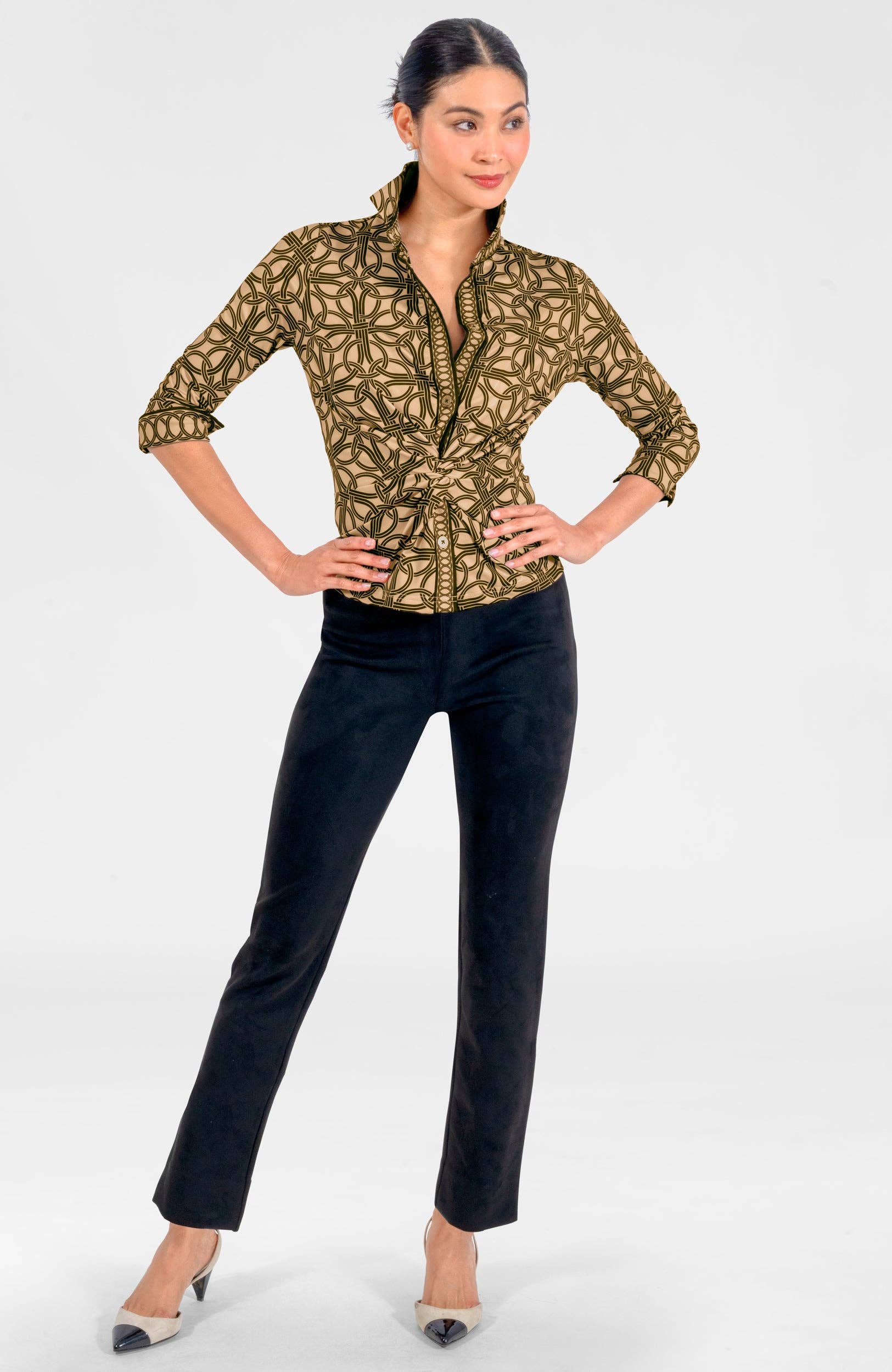 Gretchen Scott LLC – wholesale Buttoned-down shirt – Women's – Twist & Shout Top - Ring Toss8