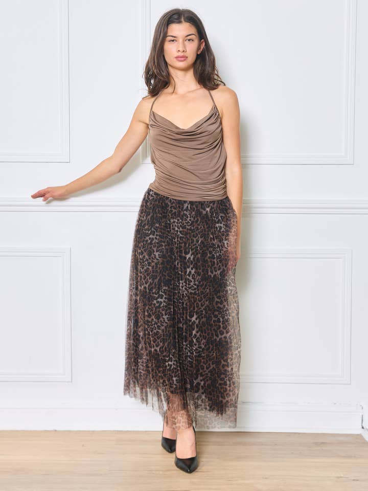 Falda de tul de longitud media con motivos de animales marrones - Orice para venta al por mayor de Orice