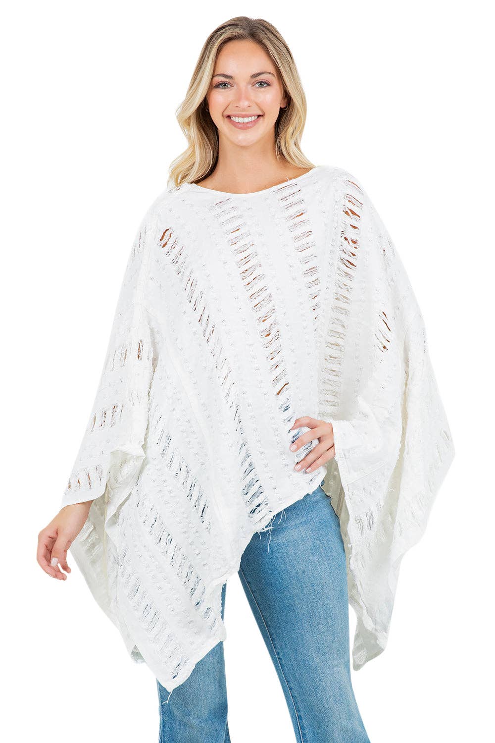 Weiss DAMENMODE DENIM LOCKERES CAPE-TOP für den Großhandel auf Faire1