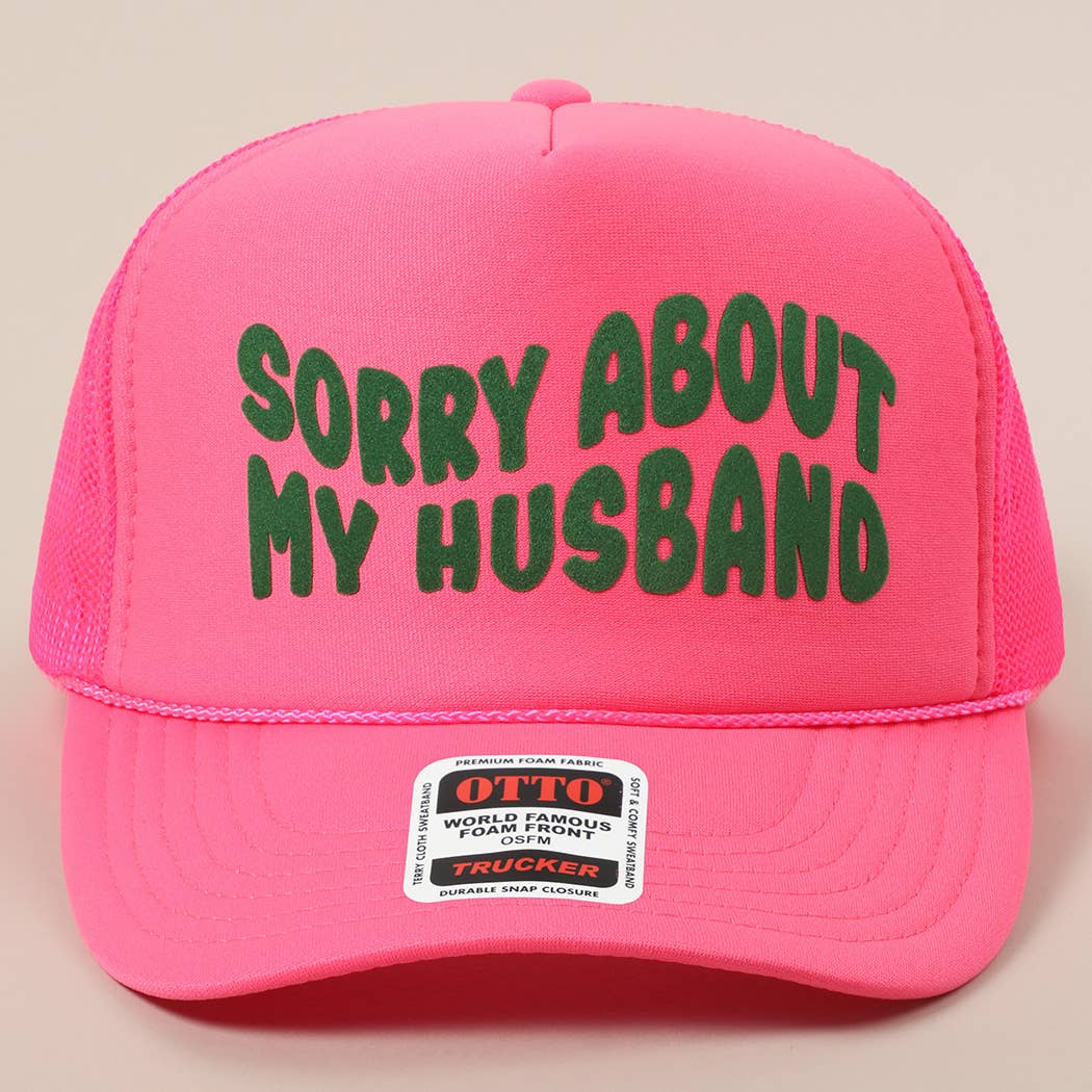 Fashion City - Wholesale Trucker Hat - Unisex - Sorry About My Wife / Husband Text Mesh Back Trucker Hat66