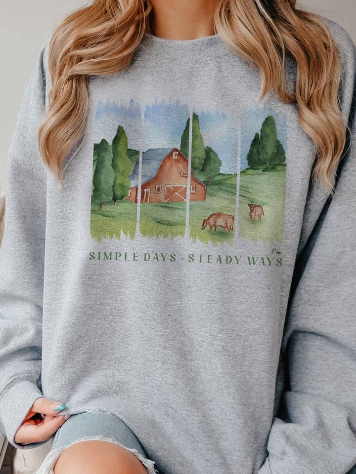 Simple Days & Steady Ways Crew Sweatshirt | Summer | Midwest for wholesale by Rivals Inc. Wholesale