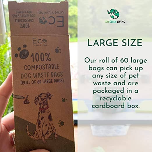 Eco Green Living - Wholesale Pet Poop Bag - Compostable Dog Waste Bags | 1 Pack - 60 Large Bags6