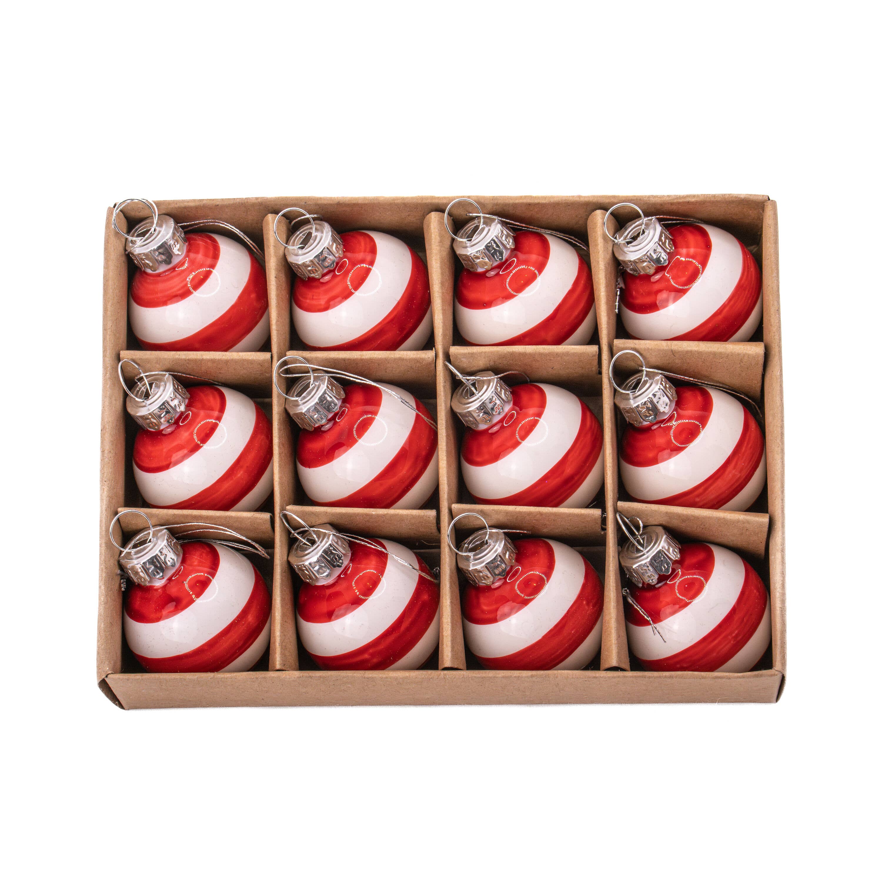 Sass & Belle Europe - Wholesale Christmas Decoration - Mini Bauble Red & White Stripe -  Set of 122
