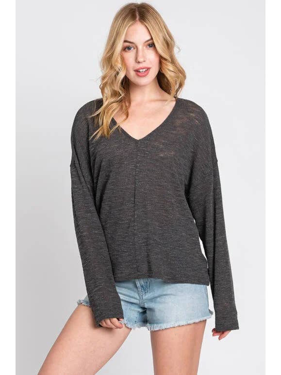 Final Touch - Wholesale Knit Top - Women's - V-Neck Knit Long Sleeve Top - T3104426