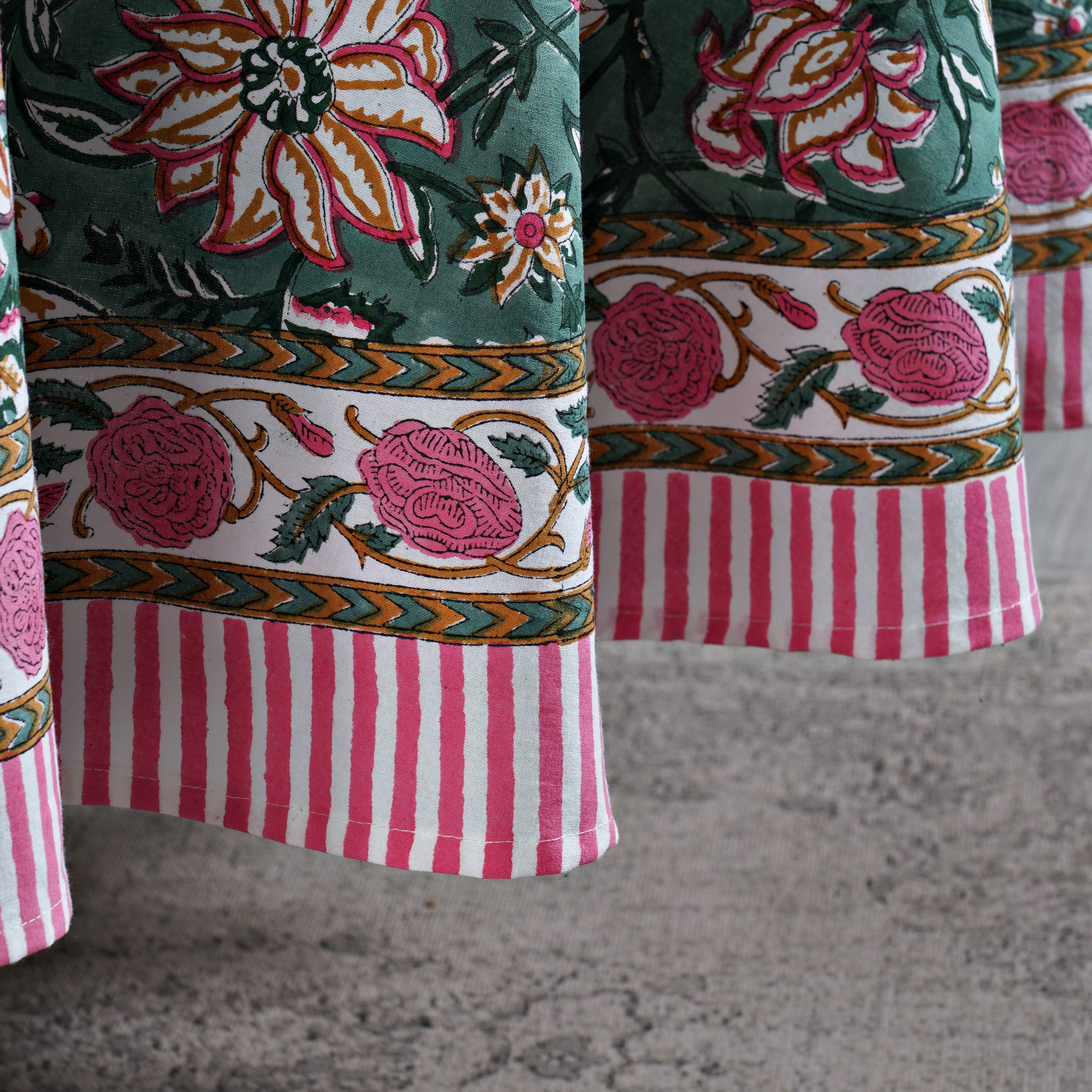 Fabricrush – Toalha de mesa por atacado – Toalha de mesa redonda com estampa de mão indiana Hunter Green 4