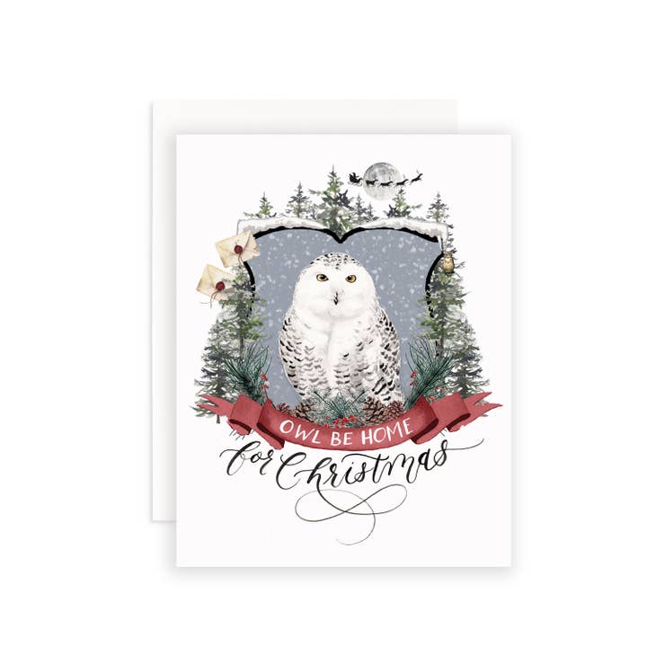 Owl Be Home for Christmas Greeting Card for wholesale by Cami Monet