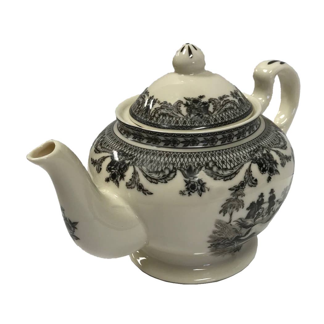 Madison Bay Co. - Historical Home Decor Reproductions - Wholesale Tea pot - Equestrian Transferware Porcelain Teapot, 9-1/4"1