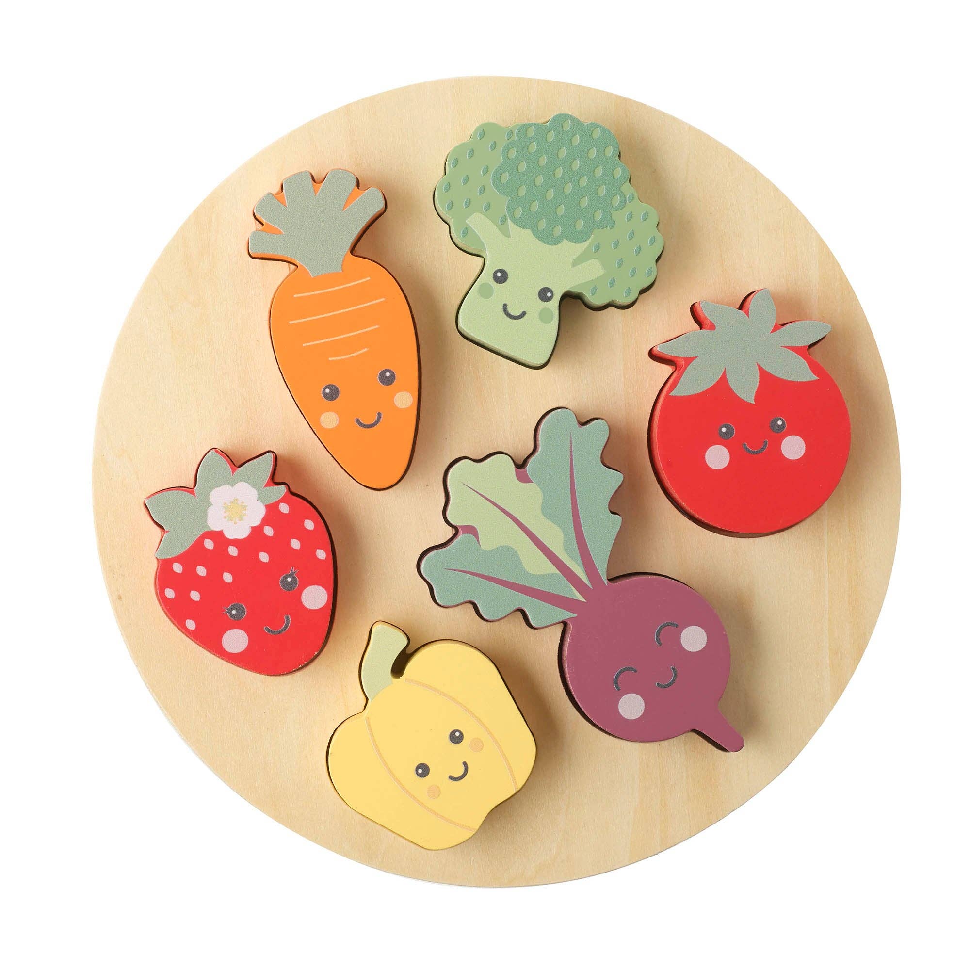 Orange Tree Toys - Wholesale Puzzle - Kids - Happy Veggies Wooden Puzzle1