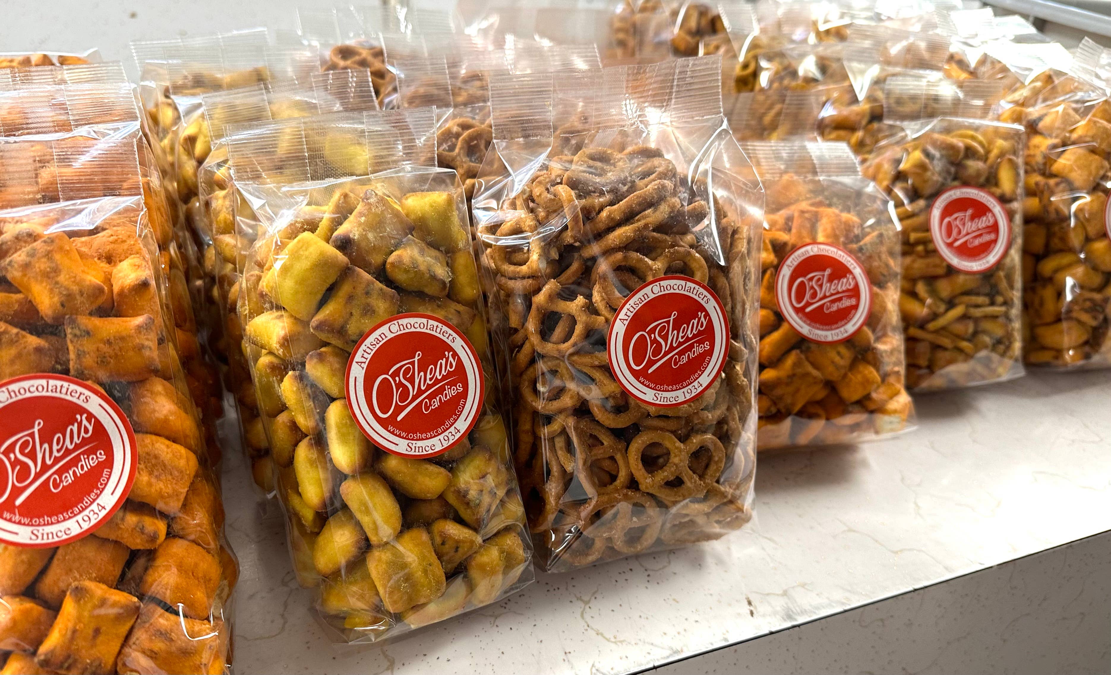 O'Shea's Candies Sweet Shop - Wholesale Pretzels - Gourmet Flavored Pretzels 🥨 “Honey Mustard Mix” 1/2LB Bags 6