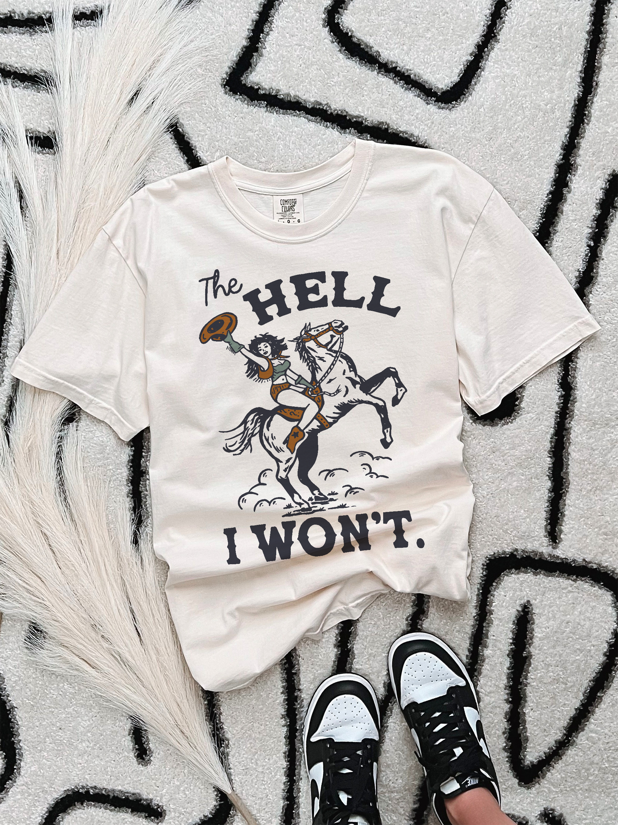 Alley & Rae - Wholesale T-Shirt (Graphic) - Women's - The Hell I Won't Heavyweight Western Cowgirl Tee5