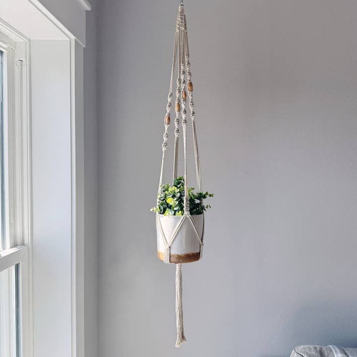 Spiral Long Macramé Plant Hanger for wholesale by Meesh Drops