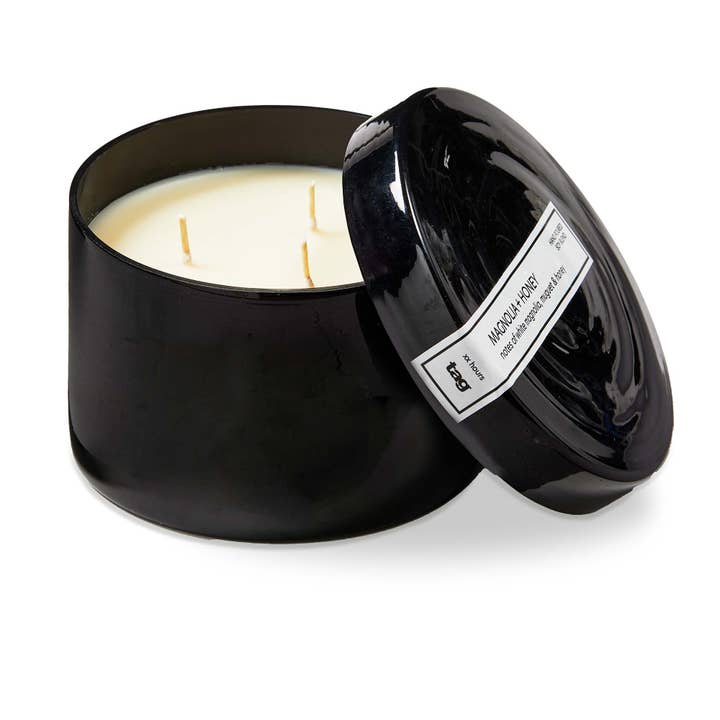 Magnolia & Honey Candle With Lid Black Glass Everyday for wholesale by tag