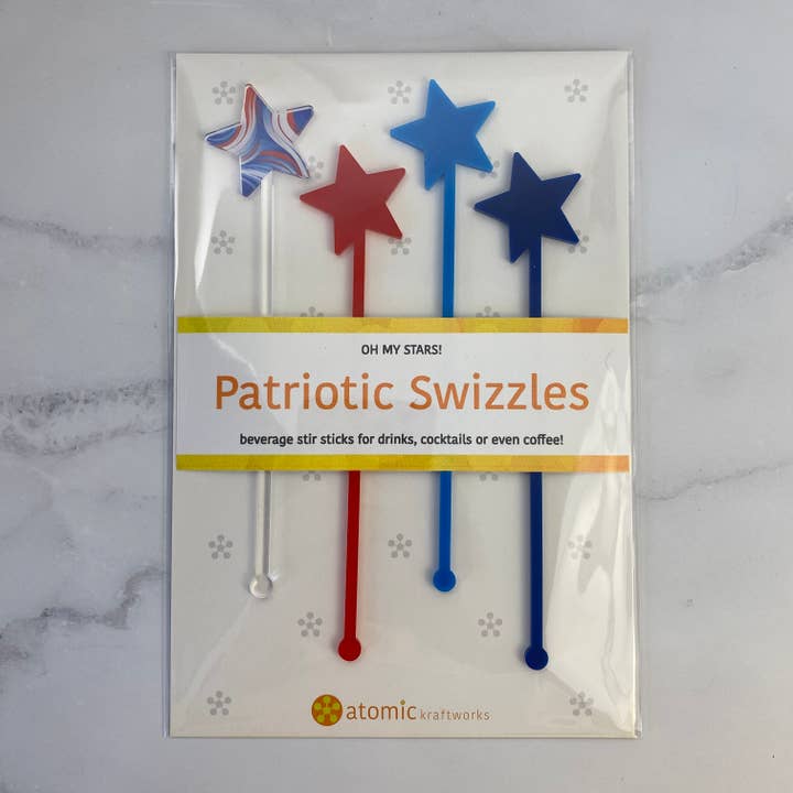 Oh My Stars Acrylic Drink Stirrer Set for wholesale by Atomic Kraftworks