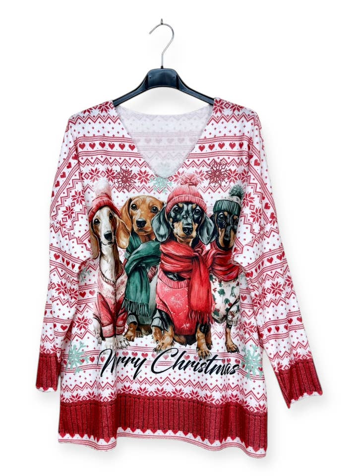 AH 81261-54 - V-Neck Sweater with Patterns for wholesale by Lucky Nana