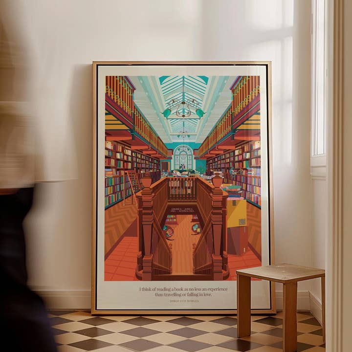 London Bookstore Art Print, Daunt Books for wholesale by EYE FOR LONDON PRINTS