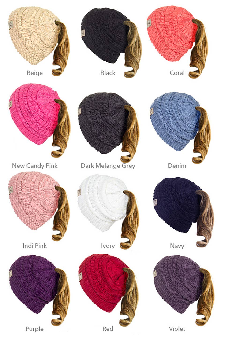 Hana - Wholesale Beanie - Kids - C.C Kids Solid Ponytail Beanie14