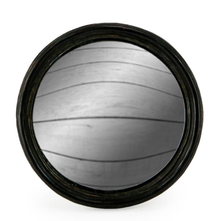 Espejo convexo medio con marco fino negro envejecido para venta al por mayor de McGowan & Rutherford Ltd