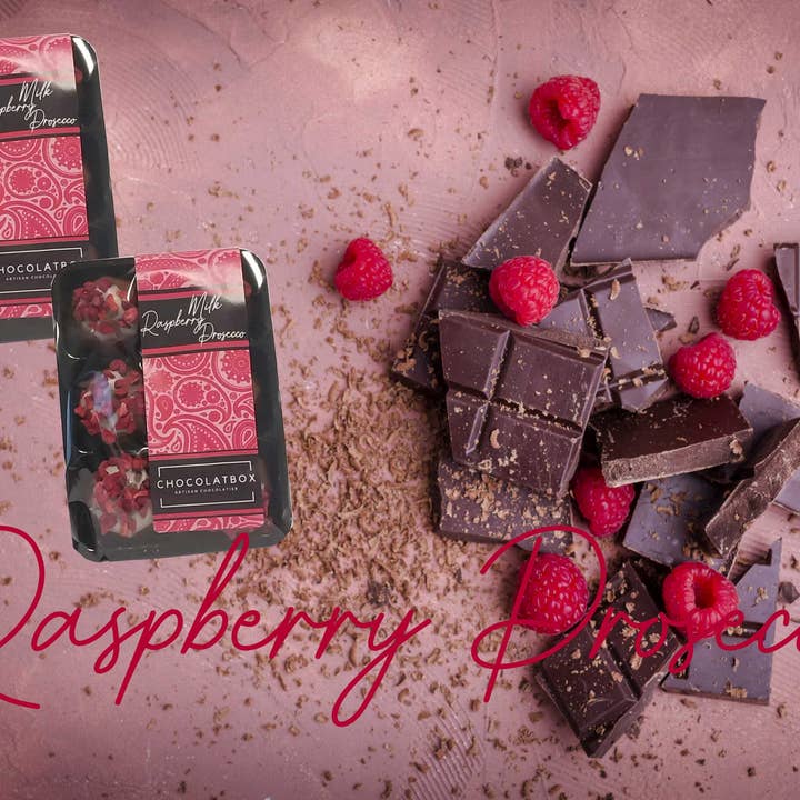 Belgian Milk Chocolates With Raspberry And Prosecco Filling for wholesale by ChocolatBox