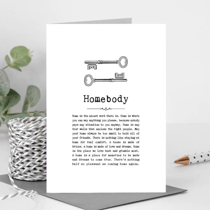 Homebody New Home Card for wholesale by Coulson Macleod (U.S. Duties Paid)